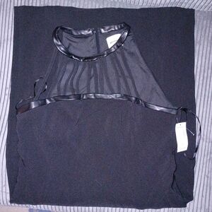 Black Dress, Faux Leather neck Area